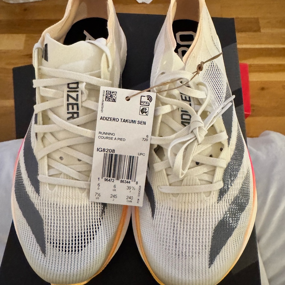 Adidas Adizero Takumi Sen size 7.5 White Running Shoes